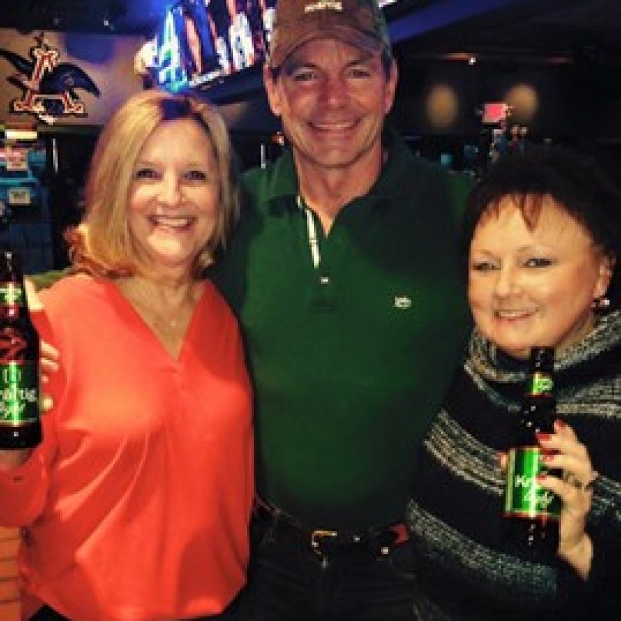 Billy Busch, center, with incoming Sunset Hills Mayor Pat Fribis and Ward 1 Alderman Dee Baebler at a Super Bowl party, in a picture posted to Fribis Facebook page for her mayoral candidacy.