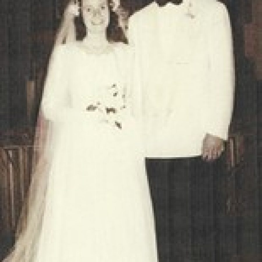 Mr. and Mrs. Hawkins on their wedding day