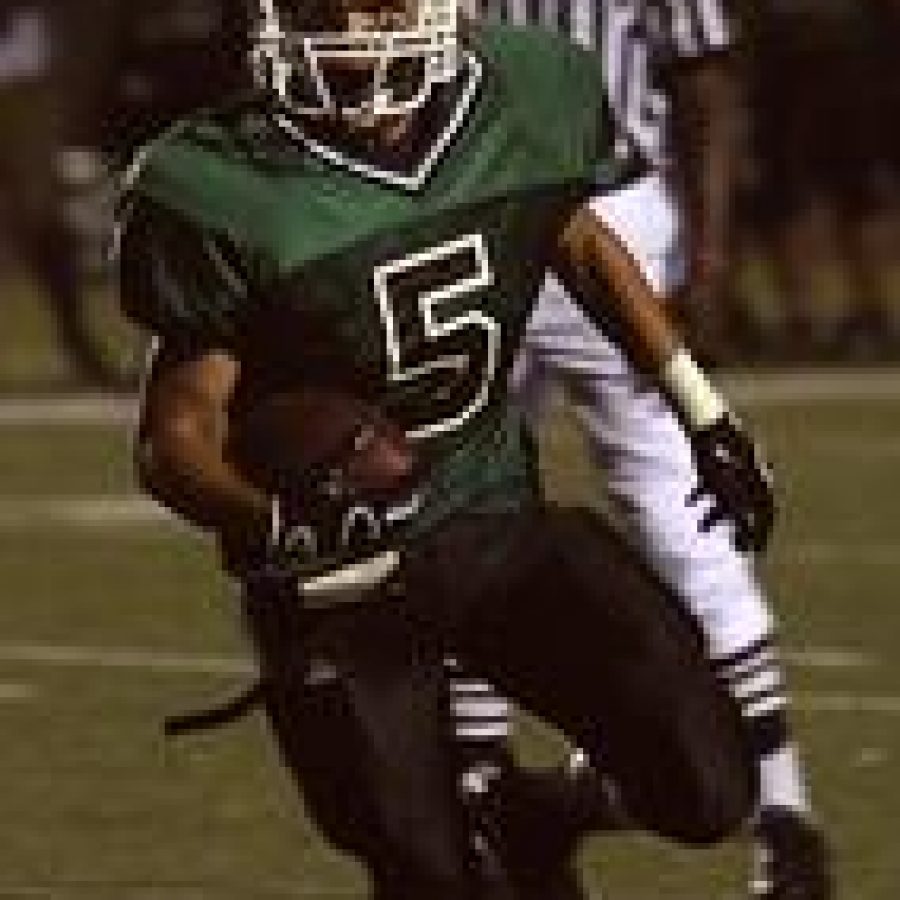 Mehlville senior running back Justin Talley bursts to the outside in the Panthers 37-14 loss to Parkway South. Stephen Glover photo 