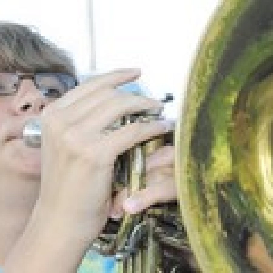 The cooler-than-usual temperatures have served as a vacation for members of the Mehlville High School Marching Band. But vacation is over, and band camp continues, according to a district news release. Band camp got into full swing after Independence Day and continues until the first day of school, Aug. 14. Above, band member Blain McVey plays the mellophone. 