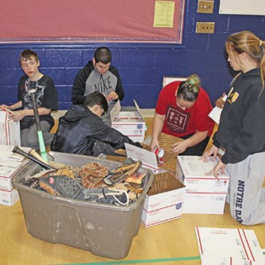 Bernard Middle Schools students started collecting baseball gloves, balls and bats so soldiers stationed in Afghanistan can  enjoy what little recreation time they have.