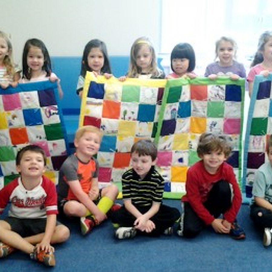 Lindbergh ECE Bluebirds make quilts for children with cancer