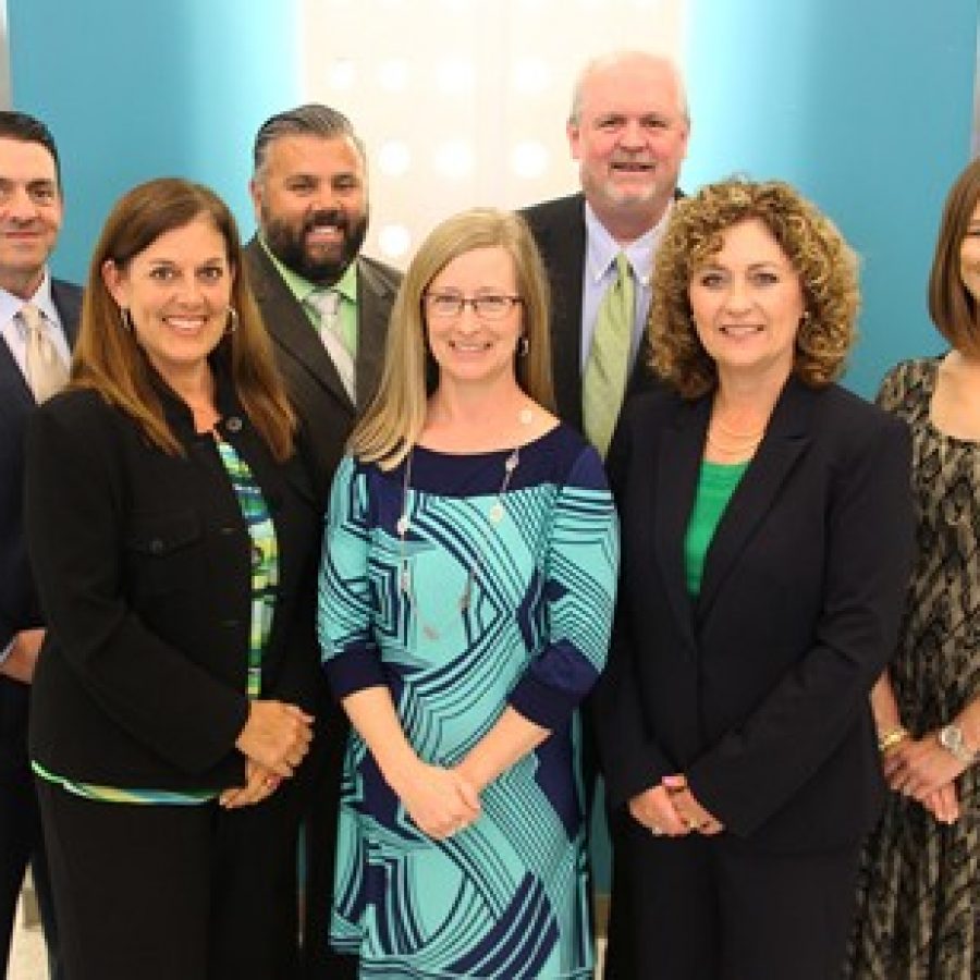 Lindbergh Board of Education members, from left, are: Secretary Mike Shamia, Cathy Carlock Lorenz, Matt Alonzo, President Karen Schuster, Treasurer Mike Tichlis, Christy Watz and Vice President Jennifer Miller.