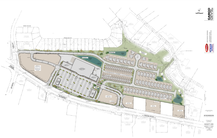 The proposed site plan for the Crestwood Crossing development. Dierbergs and McBride Homes closed on the 47-acre former Crestwood mall property Jan. 26.