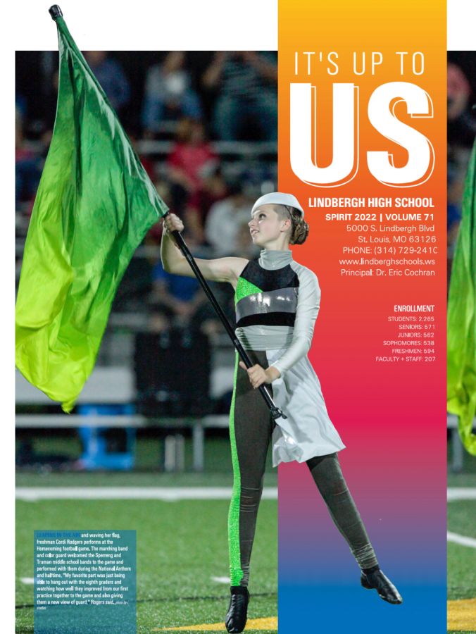A+page+highlighting+the+theme+of+the+2022+Lindbergh+Yearbook.