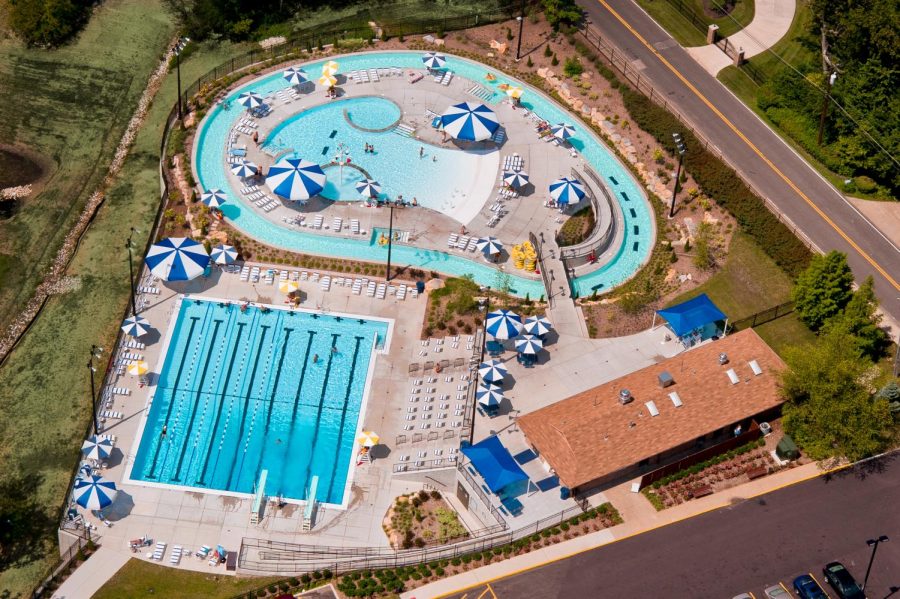 An aerial photo of the Sunset Hills Aquatic Facility, 12512 W. Watson Road. 