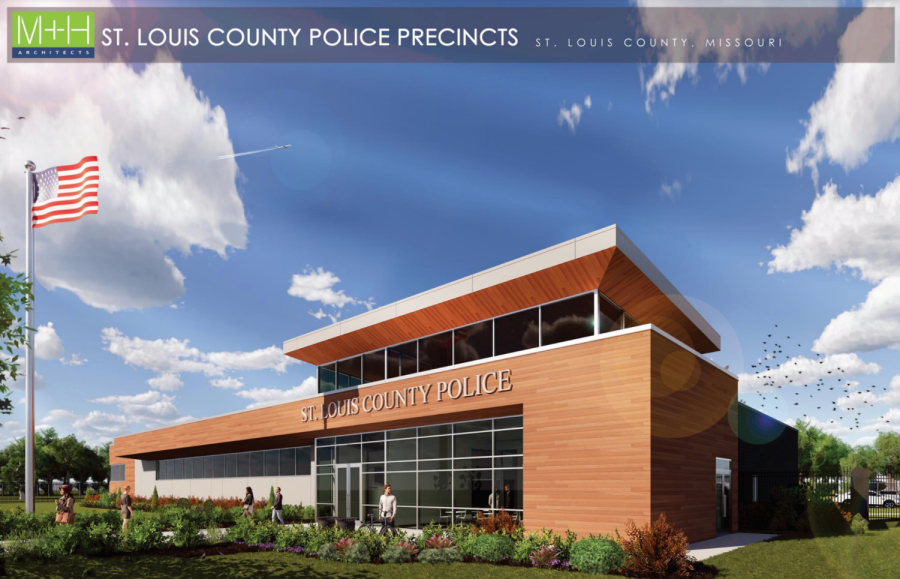 A rendering of the proposed Affton Southwest precinct from M + K Architects. The North County precinct will look similar. Rendering courtesy of the St. Louis County Police Department.