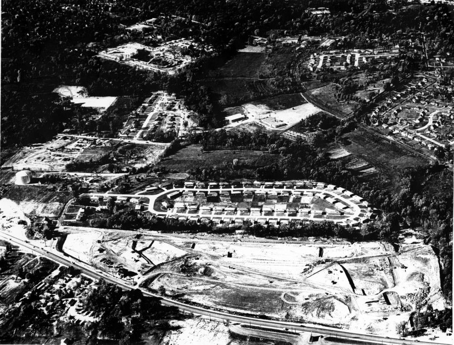 An+aerial+photo+of+the+Crestwood+mall+site+under+construction+in+1956.++