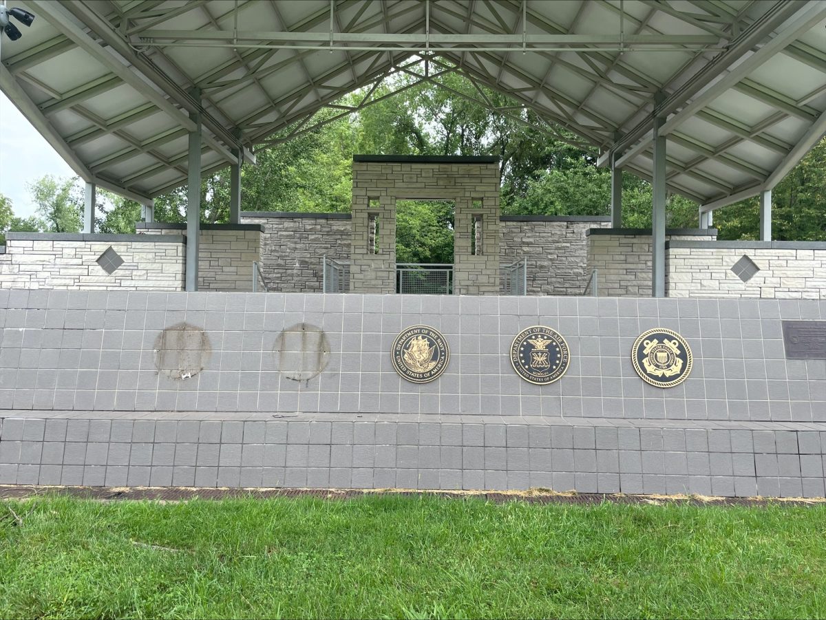 Plaques were stolen from the Veterans Memorial Amphitheater in Jefferson Barracks Park.