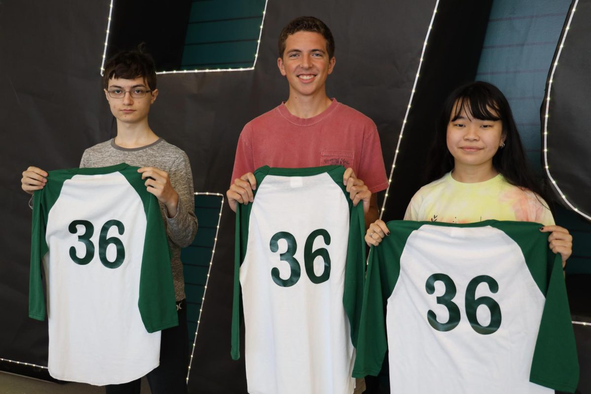 Goddard, Kienzler and Yao are honored for their achievements during Lindbergh High School’s Class of 2024 panoramic photo Oct. 6.