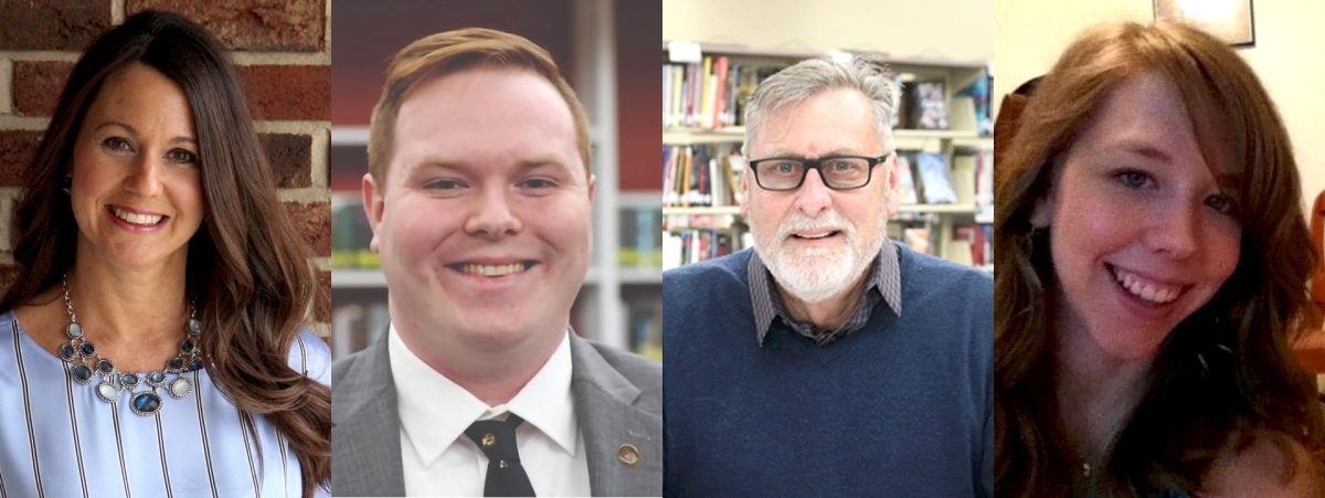 The candidates for the two three-year term seats, in alphabetical order from left: Incumbent Tori Behlke, incumbent Patrick McKelvey, James L. (Simo) Simokaitis and Amy Summers