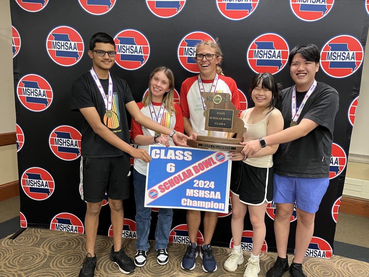 The Lindbergh High School 2024 Scholar Bowl team clinched the state championship title in May. Photo courtesy of the LHS Scholar Bowl team.