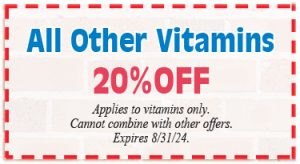 Healthy Shopper – All Other Vitamins 20% Off  – August 2024