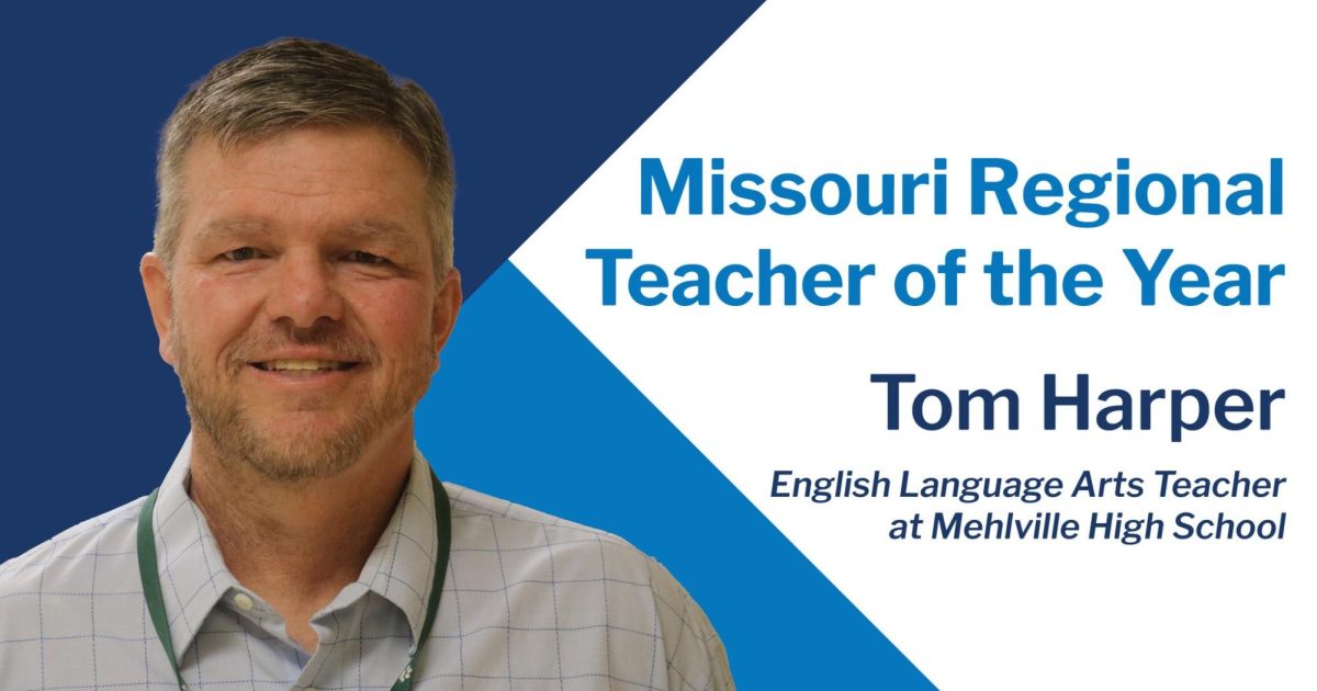 Mehlville High School English language arts teacher Tom Harper was one of 10 St. Louis-area educators to be named a Missouri Regional Teacher of the Year. Image courtesy of the Mehlville School District.