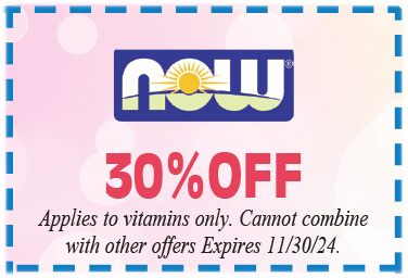 Healthy Shopper – NOW-Vitamins – 30% Off  – Nov 2024