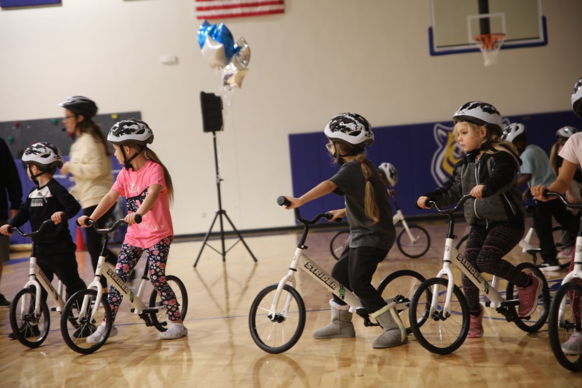 Students test out new bikes.