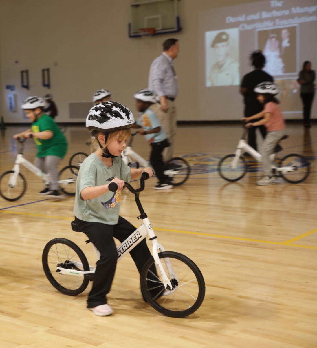 Students test out new bikes.