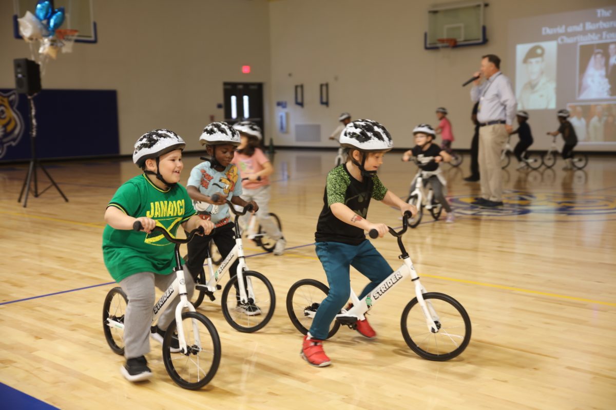 Students test out new bikes.