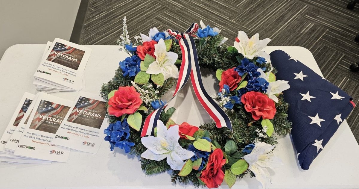 Wreaths for the wreath-laying ceremony. Photo courtesy of Crestwood Mayor Scott Shipley. 