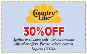 Healthy Shopper – Country Life 30% Off  – Jan 2025