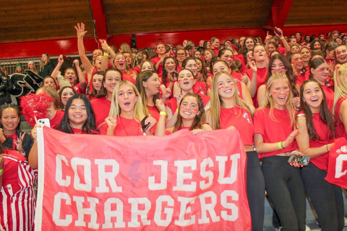 Cor Jesu students at the annual "funderwear" basketball game against St. Joseph's Academy. Photo courtesy of Cor Jesu Academy.