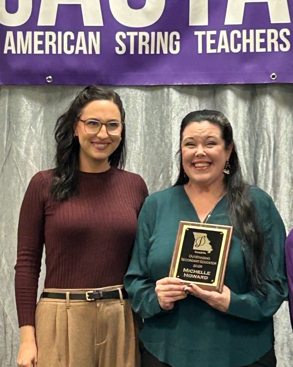 Tara Landers, Lindbergh High School's orchestra director, and Michelle Howard, Truman Middle School and Long Elementary School's orchestra teacher, at the 2025 MMEA conference. Photo courtesy of Lindbergh Schools.