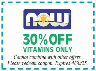 Healthy Shopper – NOW-Vitamins – 30% Off  – April 2025