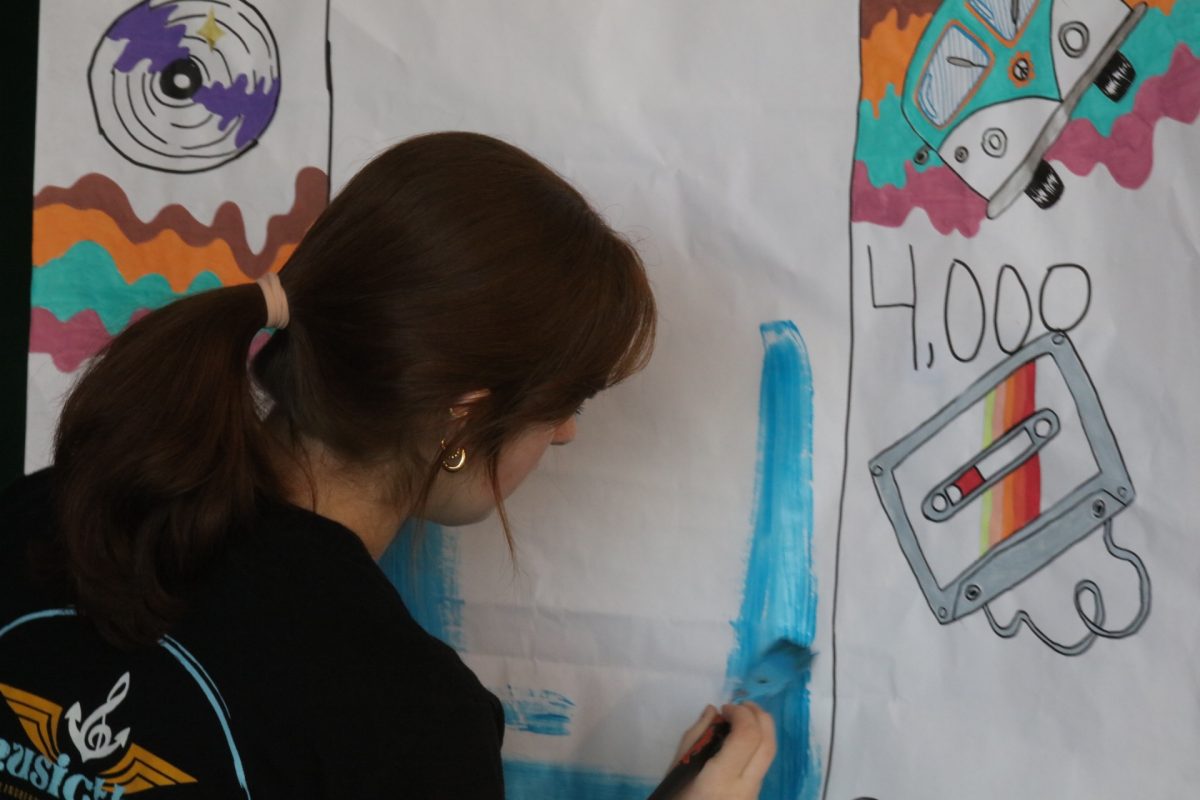 Throughout the 36-hour Musicthon, Lindbergh students updated a poster indicating funds raised.