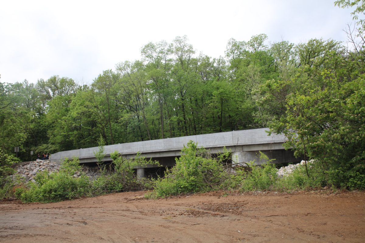 The Whitecliff bridge goes over Gravois Creek.