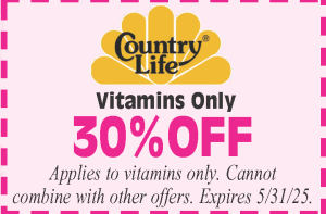 Healthy Shopper – Country Life 30% Off  – May 2025