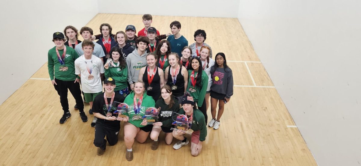 The members of the Lindbergh High School racquetball team who attended nationals pose with their trophies and medals. Photo courtesy of Joshua Jones, one of Lindbergh racquetball's coaches.