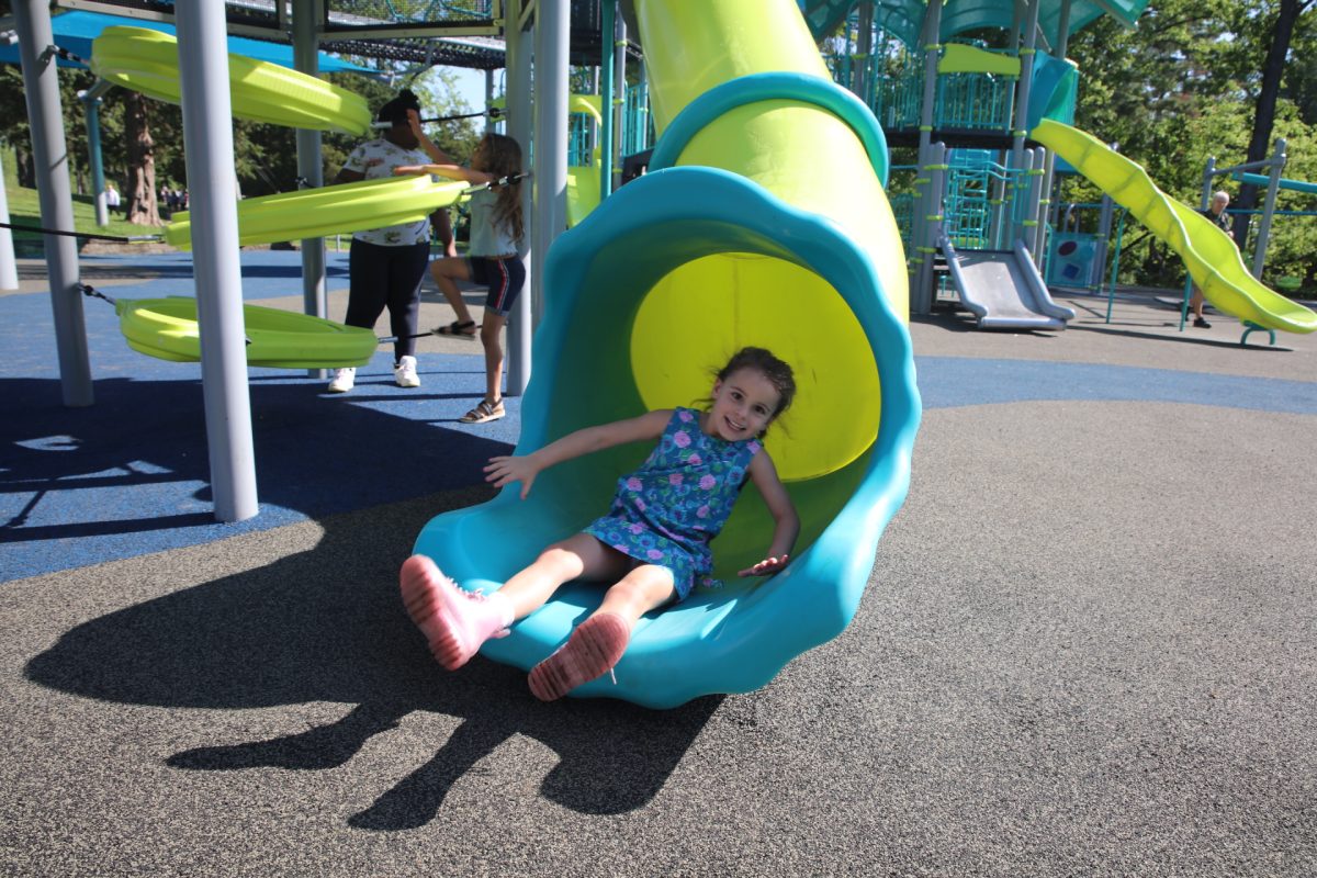 The slide was a popular choice amongst the students from Long Elementary.