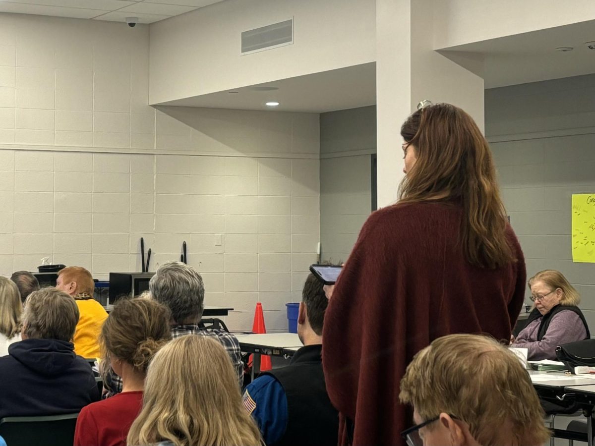 Sappington-Concord Historical Society member Kitty Lohrum takes the floor to make a point of information at the Oct. 22 meeting, asking for documents regarding the transfer of the Ross Wagner property.
