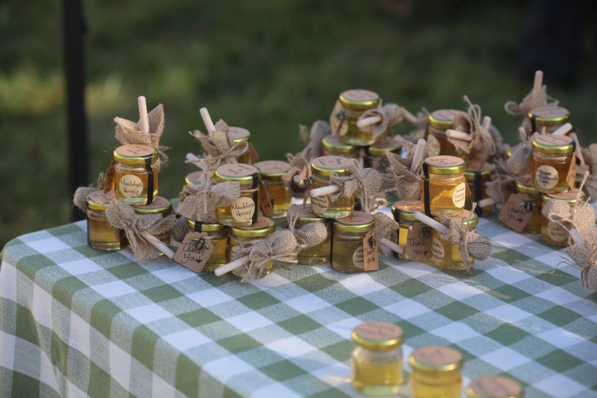 Jars of honey were sold at Agape's Marketplace during the festival. 