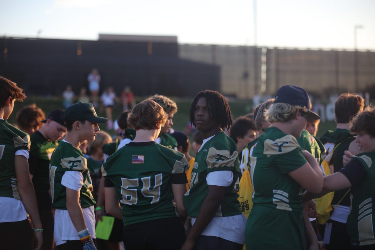 LHS students prepare for the flag football game.