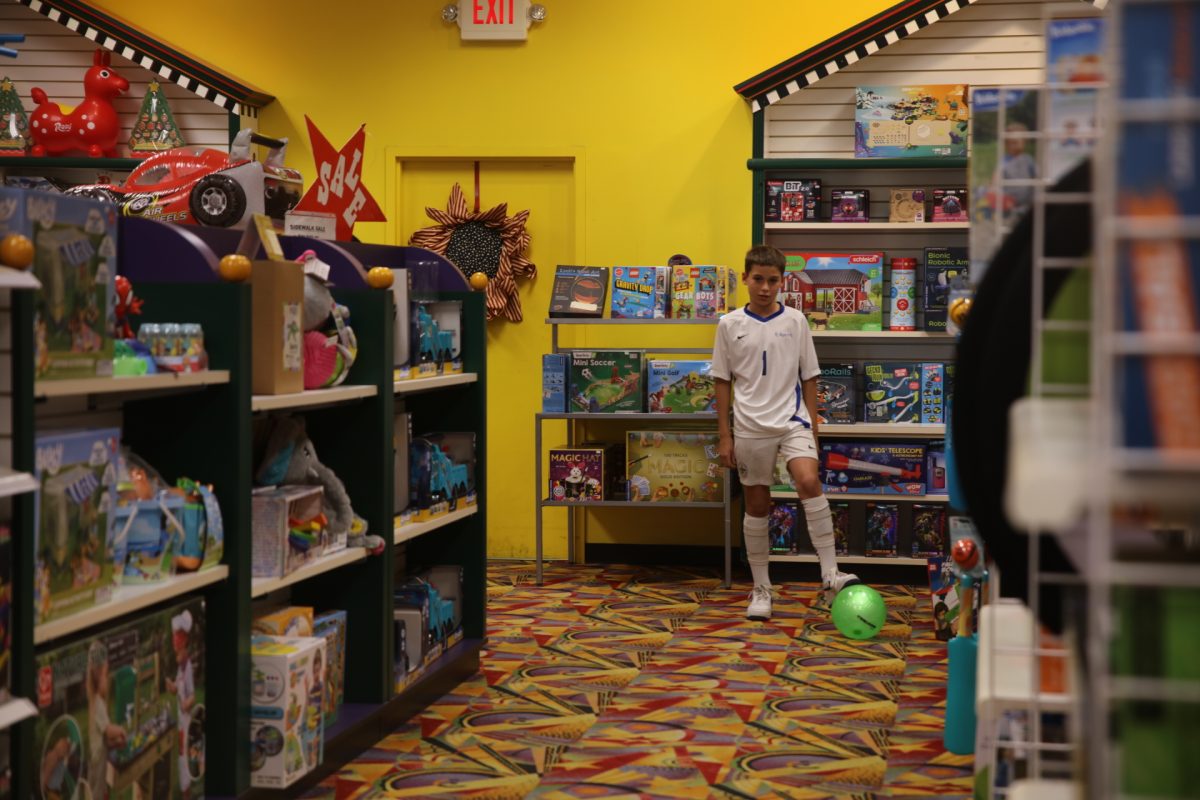 One Thomas Jefferson School student uses his time at Circle of Knowledge to practice and show off his soccer skills.