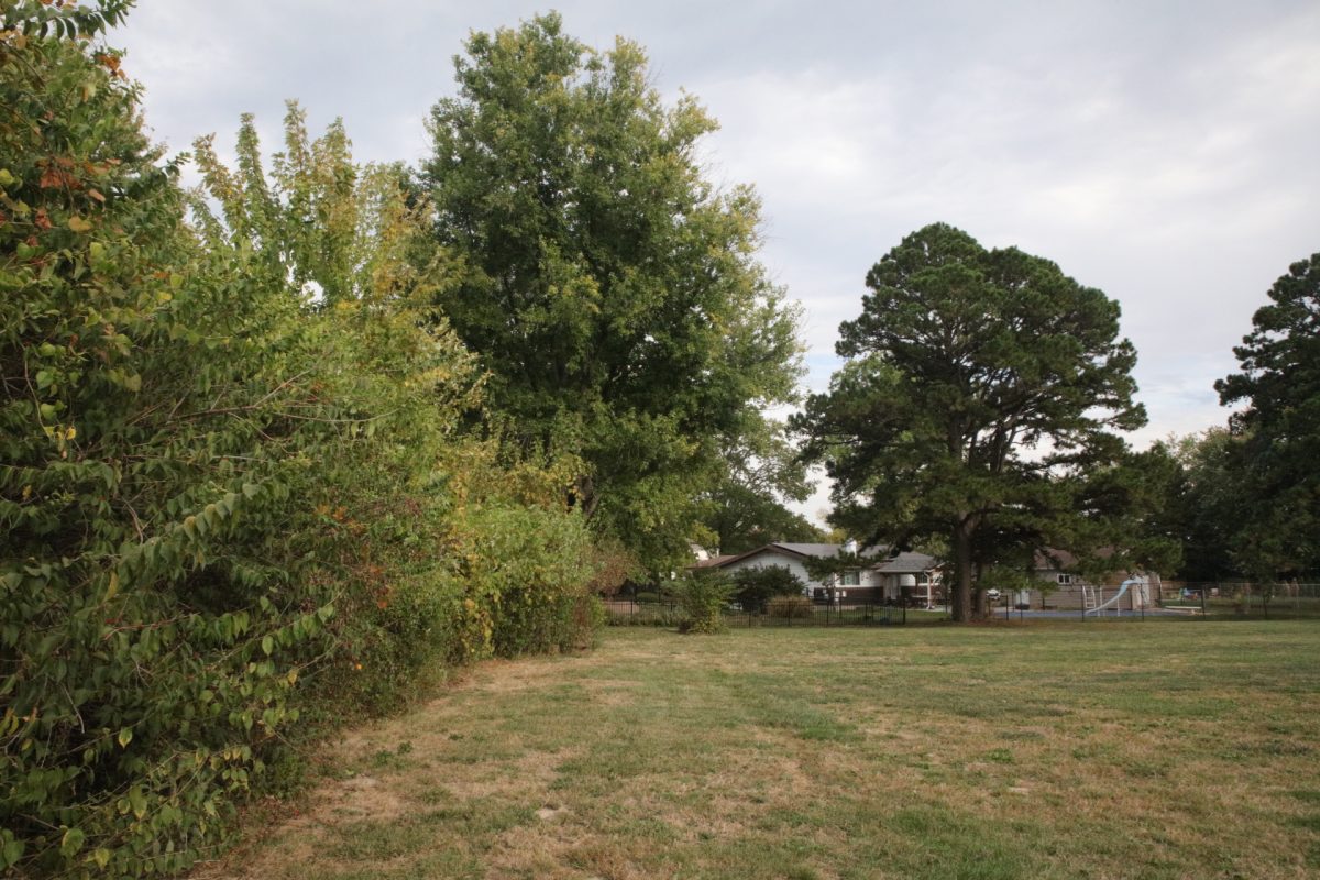 The 1.58-acre property at 9148 Sappington Road once had a chicken coop and orchard on-site. The line of trees to the left was where the orchard once stood.