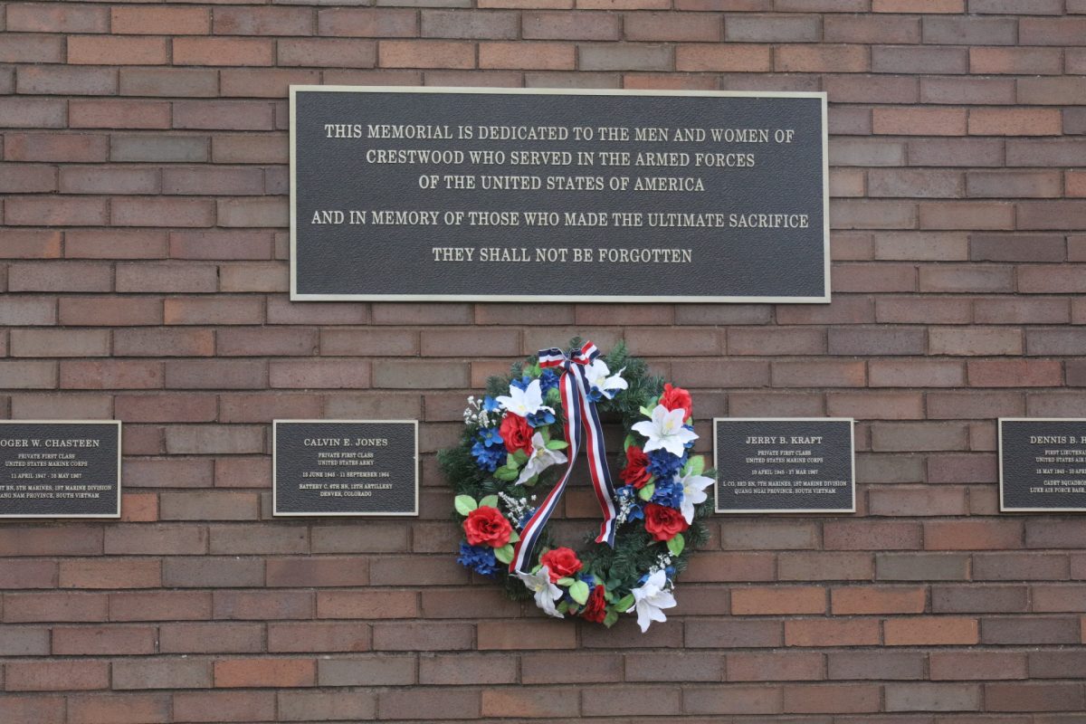 The Veterans Day ceremony was hosted in conjunction with the National Society Daughters of the American Revolution. A wreath was hung at the ceremony to commemorate the service of veterans.