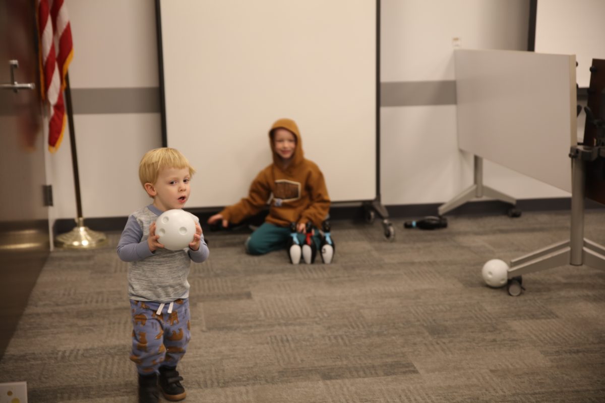 "Penguin bowling" was another game available for the young attendess, complete with 
"snowballs" and penguin bowling pins.