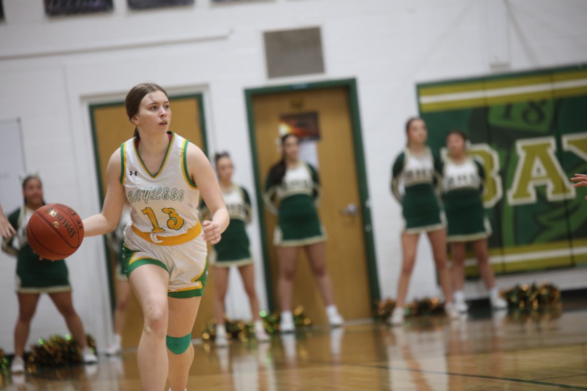 Bayless senior Skylar Sleik dribbles down the court.