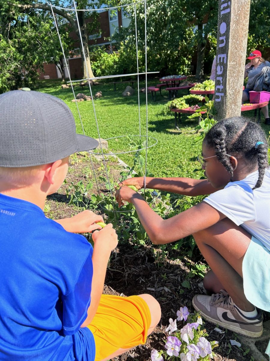 Bierbaum students in the school garden. Photo courtesy of Jennifer Smith-Simms.