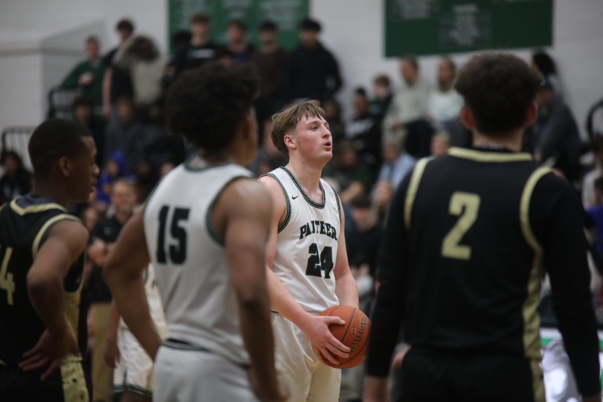 Mehlville senior Preston Lawrence prepares for a free throw against Oakville on Feb. 13.