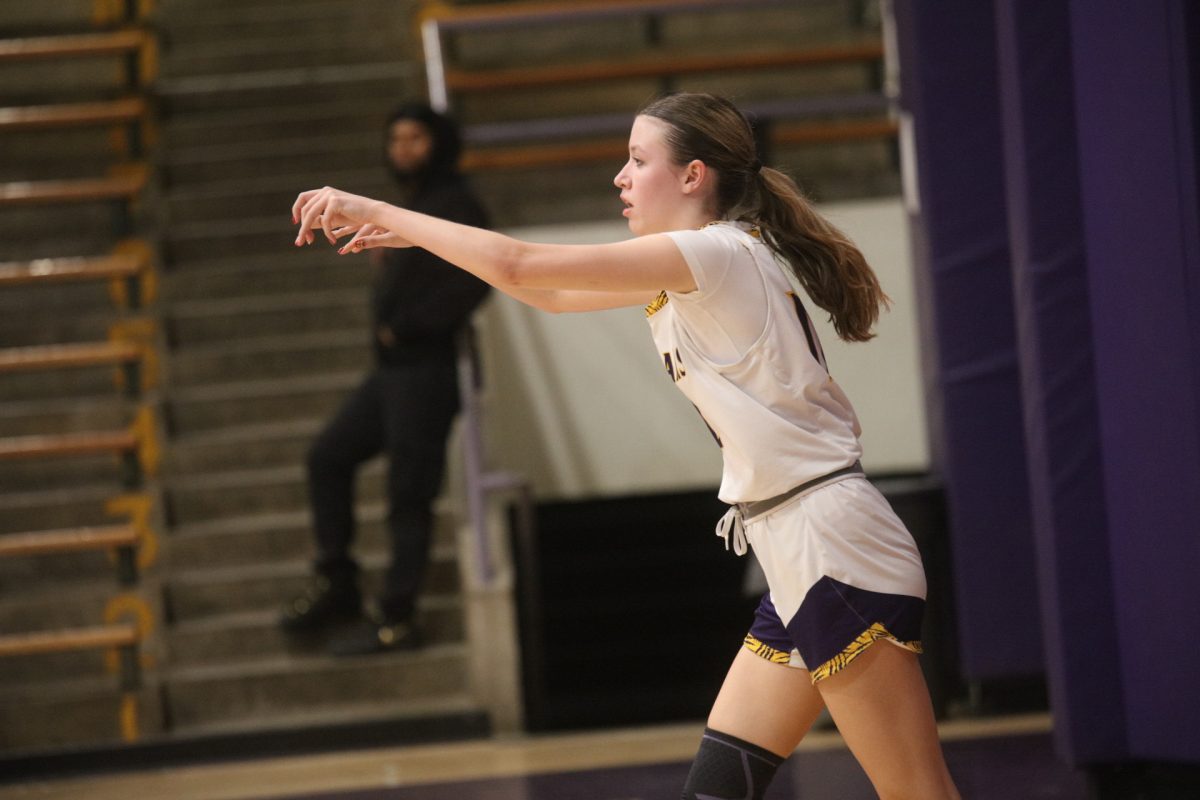Affton senior Lillian Hutchison holds her position after throwing the ball to a teammate.