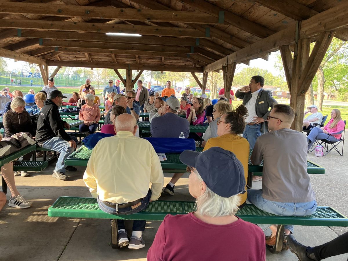 Residents of East Concord meet with St. Louis County Councilman Mike Archer (R-Oakville) to discuss pedestrian safety on April 8 at Bohrer County Park. Photo courtesy of Allison Vansaghi.