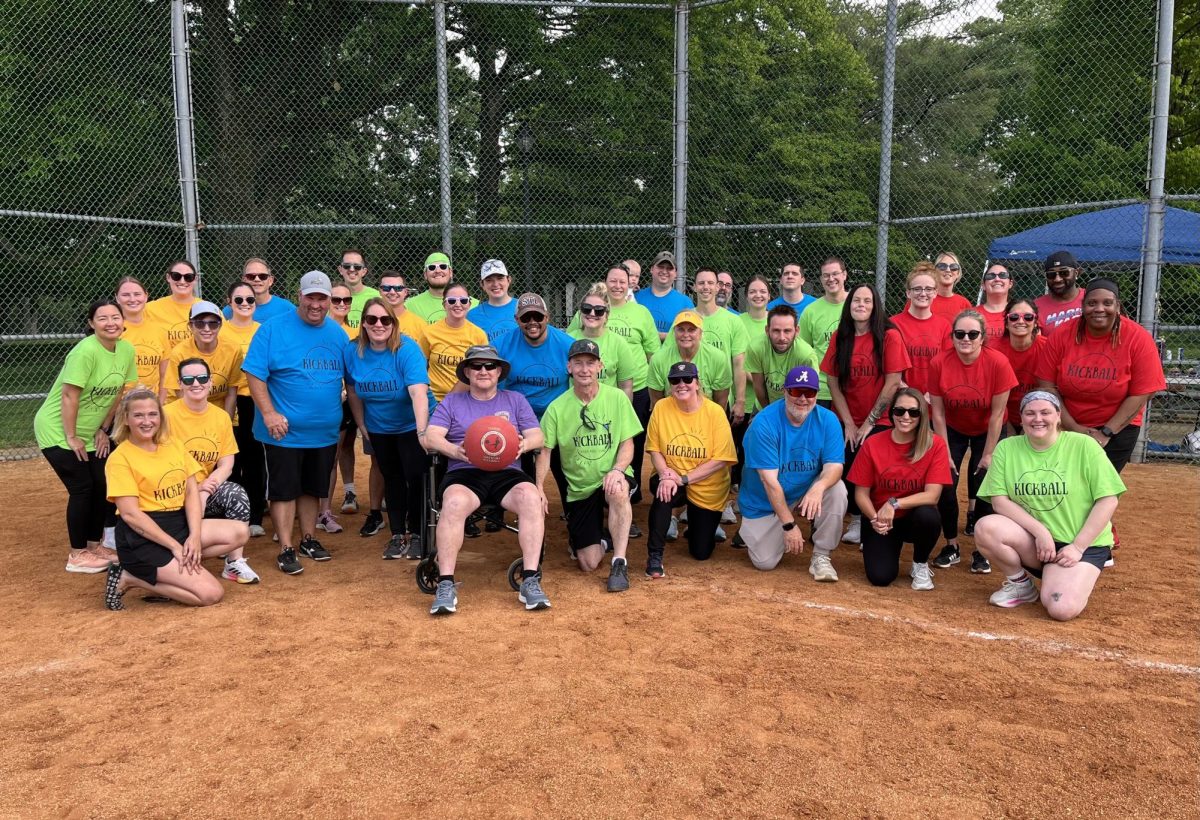 Members of the Affton Education Association pose for a photo at the kickball tournament. Photo courtesy of Tony Muyco.