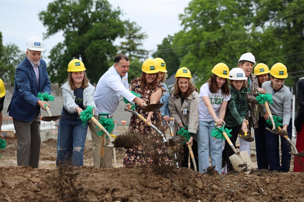 Lindbergh Schools staff, elected officials, students and contractors from BSI were present at the Lindbergh Farmers Club groundbreaking ceremony on May 6. Photo courtesy of Lindbergh Schools.