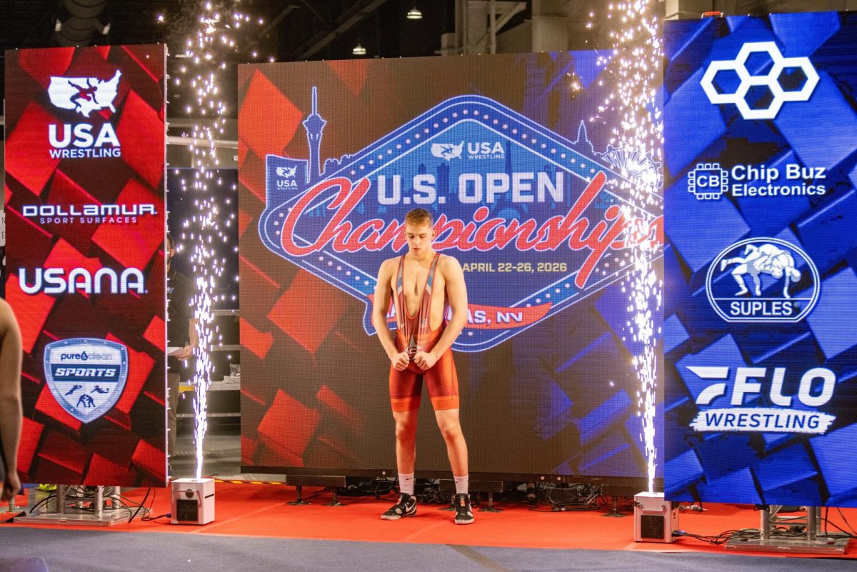 Will Scherer at the 2026 U20 Greco-Roman U.S. Open, held April 22-26 at The Expo at World Market Center Las Vegas. Photo by Adrienne Carey and courtesy of Will Scherer.