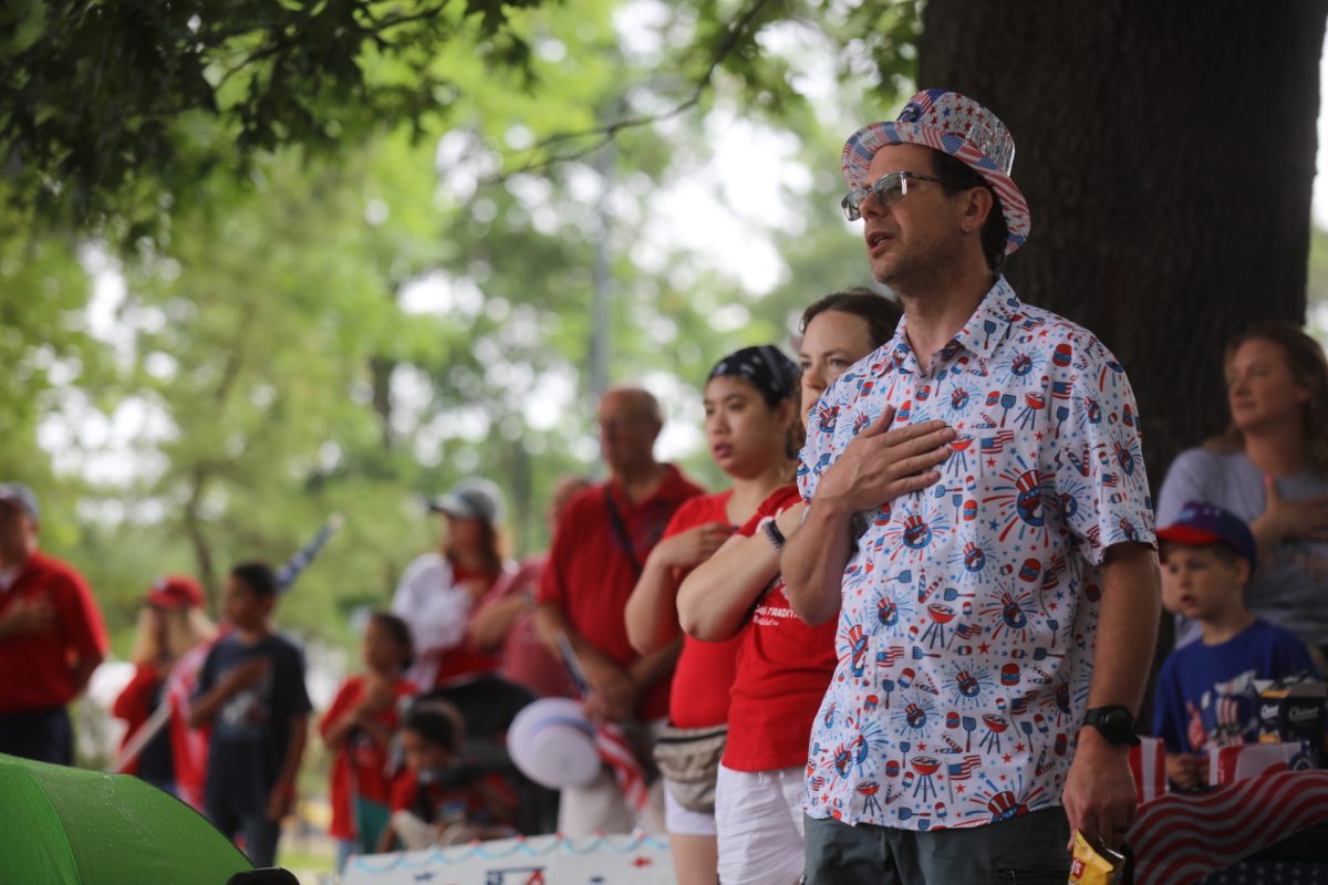 Before the speeches, the national anthem was sung and the attendees recited the Pledge of Allegiance.