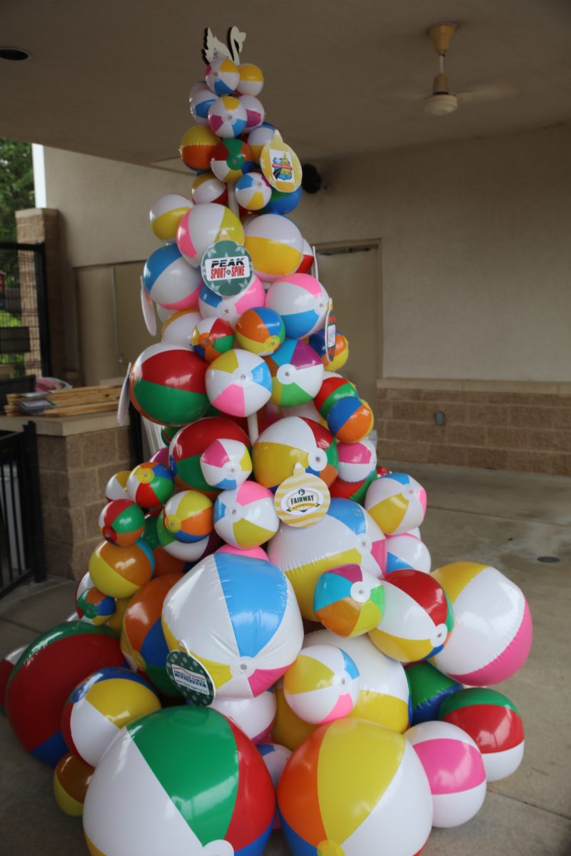 The Crestwood Aquatic Center was decorated to complement the Christmas in July festivities.