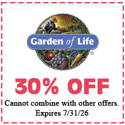 Healthy Shopper Garden of Life 30% off